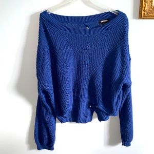 5/$15! Express blue sweater with open back